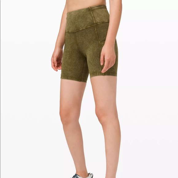 lululemon athletica Pants - Lululemon Fast and Free Short 6", Ice Dye (olive green), sz 10